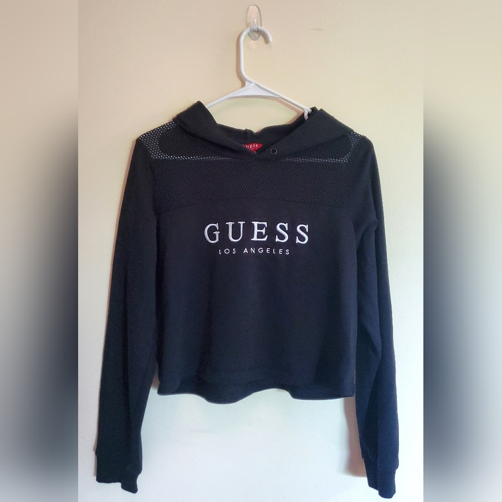 GUESS Cropped Black Lightweight Hoodie